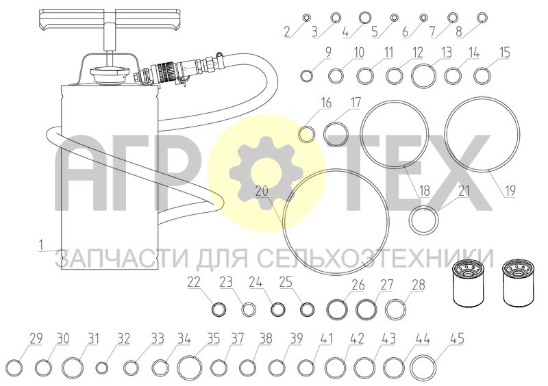 Комплект запасных частей и принадлежностей гидрооборудования (142.09.25.100-02) (№40 на схеме)